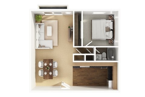 Floor plan for studio, 670 sqft